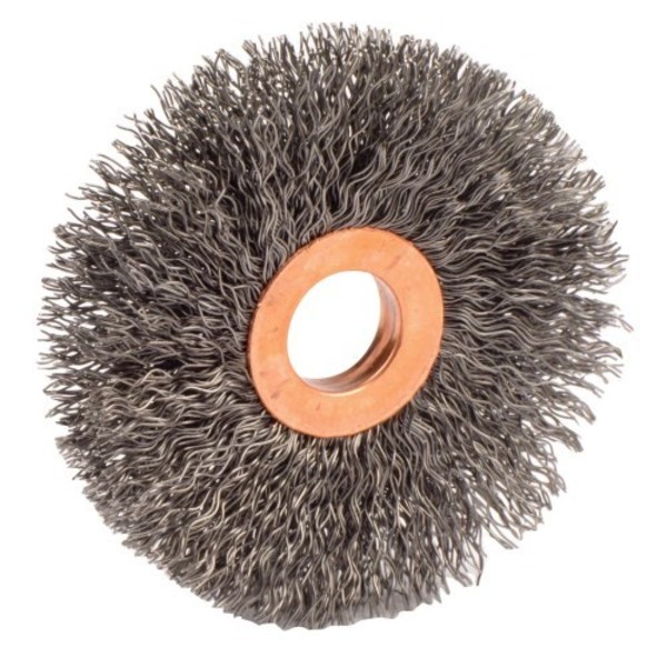 Weiler 3" Dia Crimped Wire Wheel, .014" Steel Fill, 5/8" Arbor Hole 15677